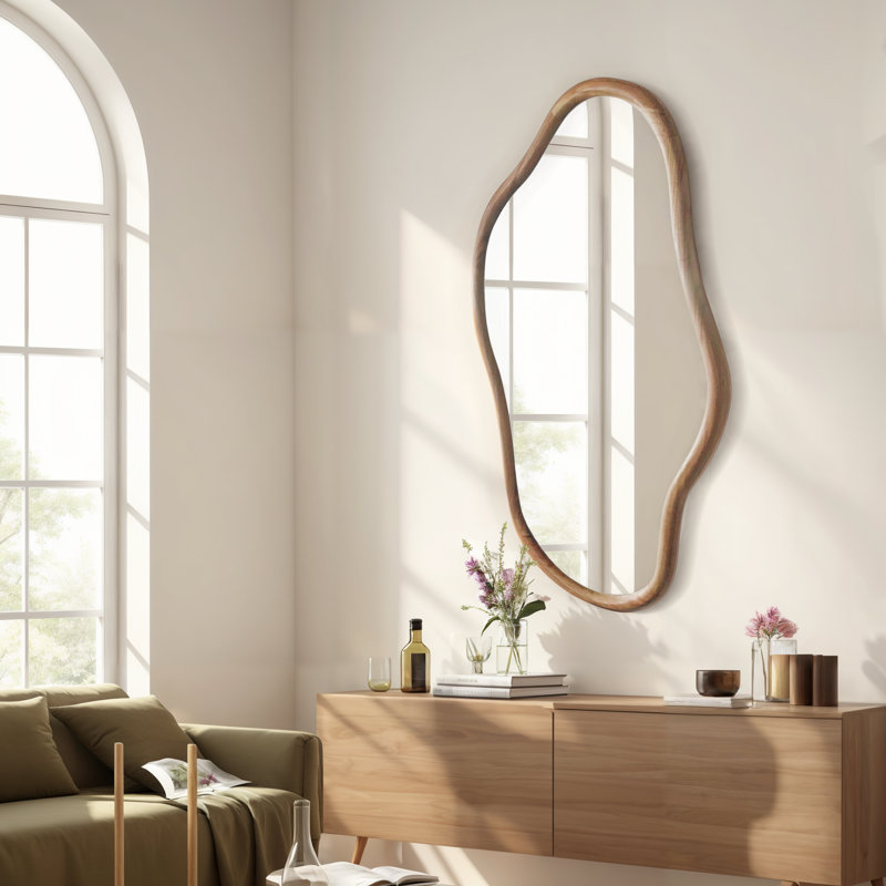 Irregular Natural Wood Wall Mirror