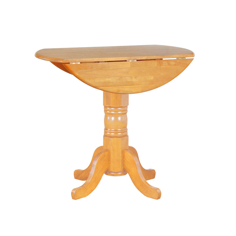 Azizi Solid Wood Solid Wood Top Pedestal Dining Set, All Light Oak