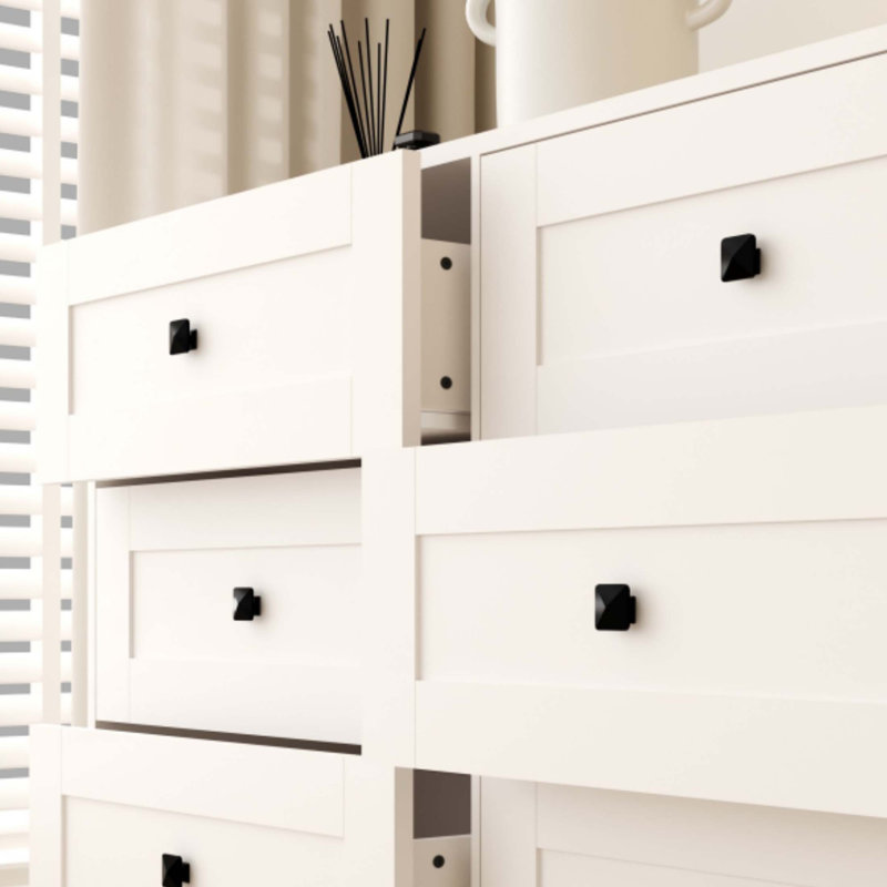 Commode 6 tiroirs avec porte de ferme blanche