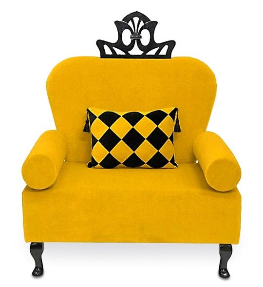 Artdeko Upholstered Armchair, Yellow