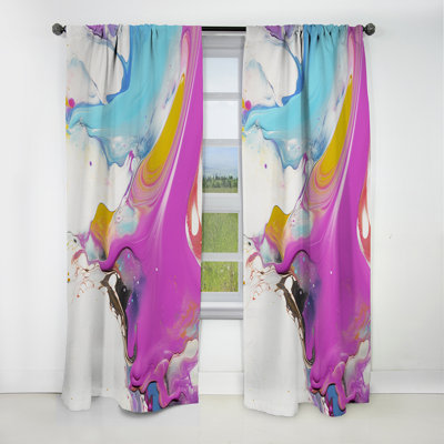 Rideau occultant en velours rose fuchsia et bleu clair Illusions I - 1 panneaux