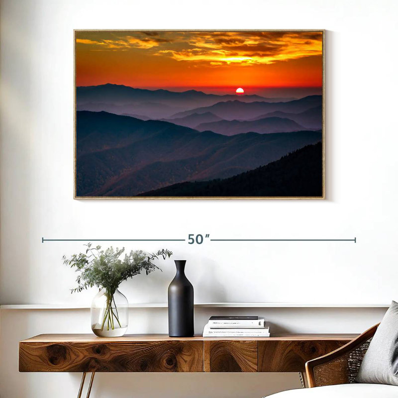 Blue Ridge Mountains, Cadre flottant en bois naturel, 40 po x 27 po