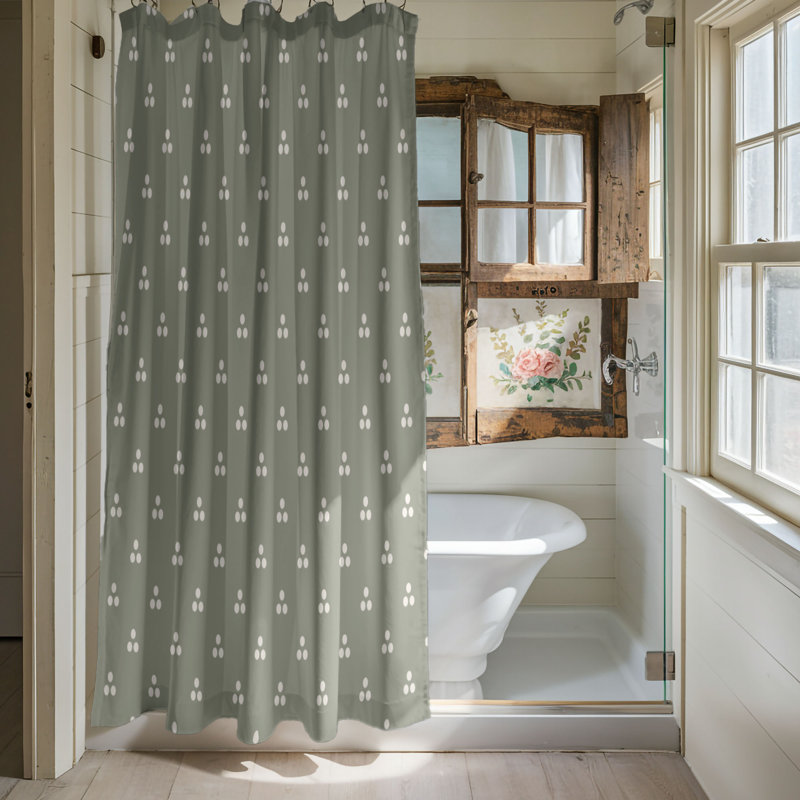 Olive Pebbles - Rideau de douche Premium, H 74 po x l 71 po