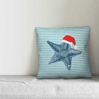  Santa Hat Starfish Throw Pillow Cover