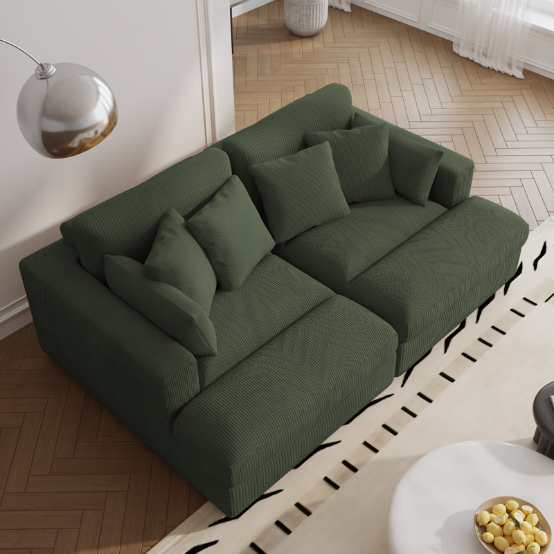 Bentura 213.4Cm Recessed Arms Modular Sleeper, Green