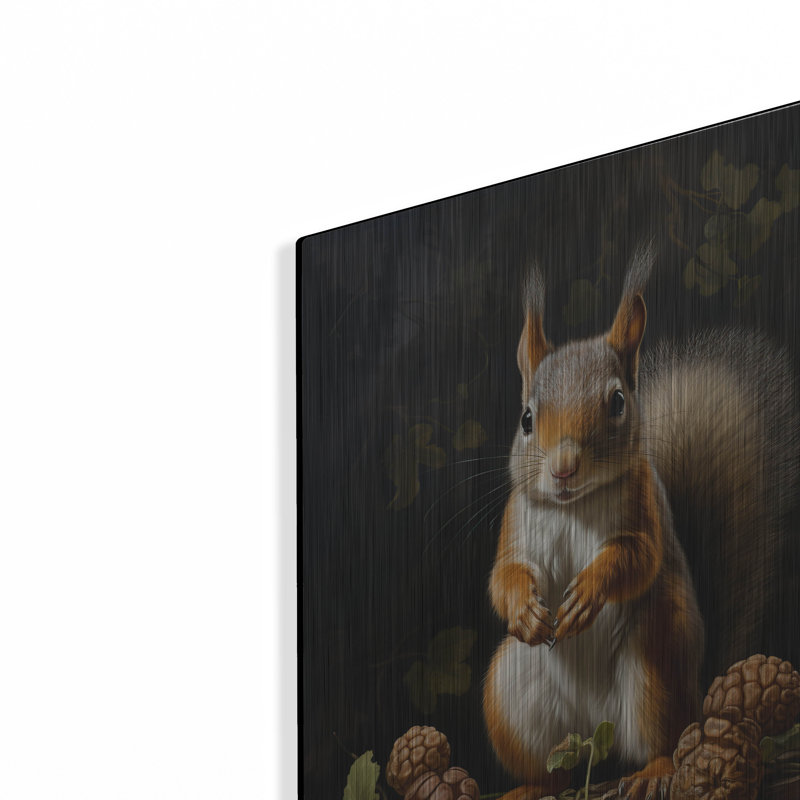 Art mural en métal luxueux «Grey Squirrel With Berries» par Momart, 12 po x 16 po, H 16 po x l 12 po