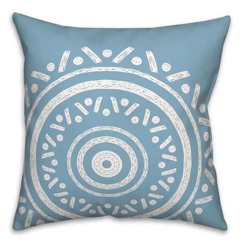  Coussin intérieur / extérieur Medallion, Bleu, 18 po x 18 po