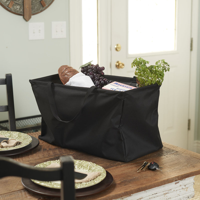 Rectangular Krush Container Canvas Utility Tote with Handles and Water‑Resistant Vinyl Lining, Black