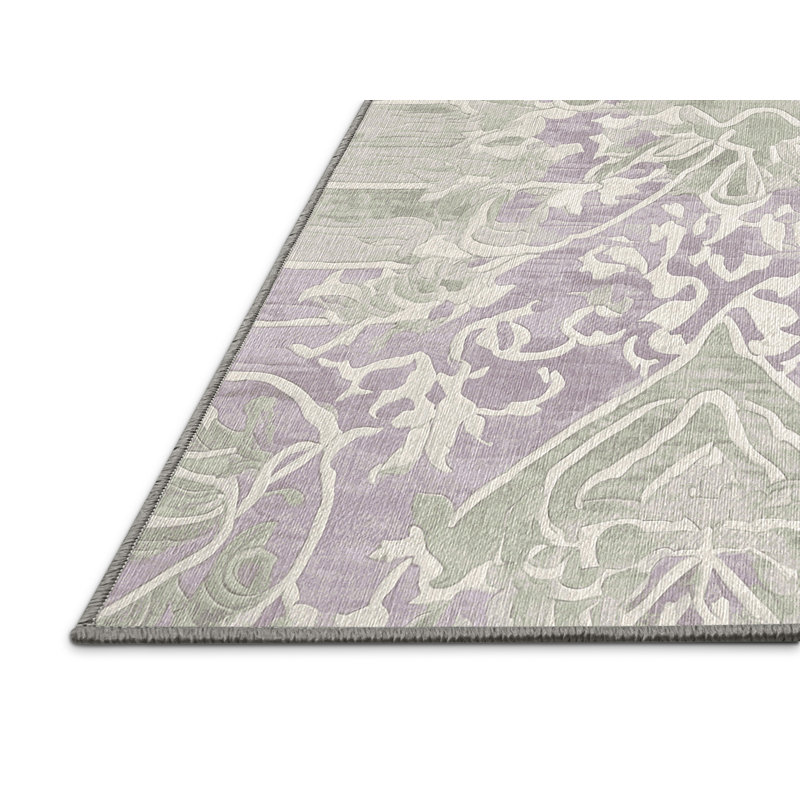 Machine Washable Gray Area Rug, Rectangle 4' x 6'