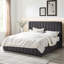 Structure de lit tapissier moderne avec tête de lit et lattes de soutien - Grand lit gris foncé sans sommier confortable-241507820