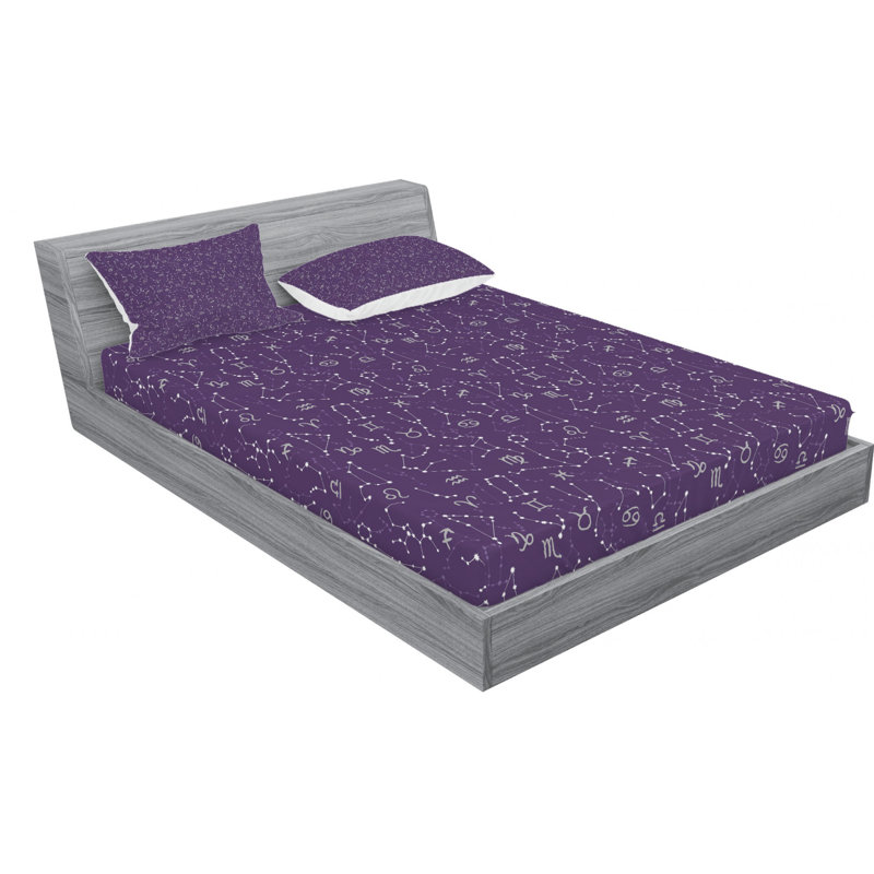 Microfiber Geometric Sheet Set, Queen Sheet Set with Fitted Sheet