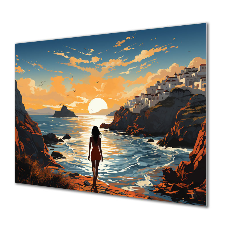 Solitude Seaside Sunset Tranquility - Abstract Landscape, 16" H x 32" W x 1" D