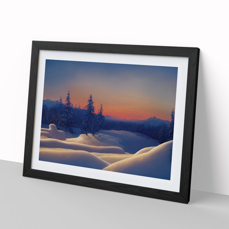 Winter Sunset Landscape Vol.1 - Framed Print, 34cm H x 46cm W x 2cm D, Black
