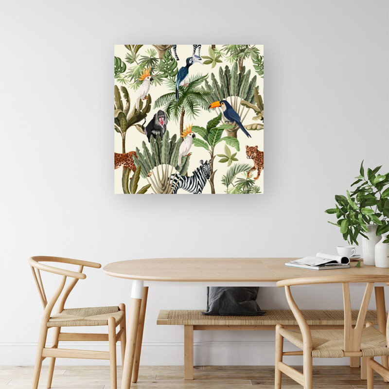 EXOTIC TREES AND ANIMALS - Wrapped Canvas Print