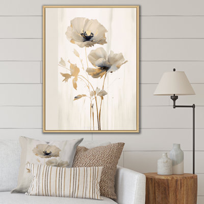 «Cream Vibrant Poppies I», reproduction sur toile