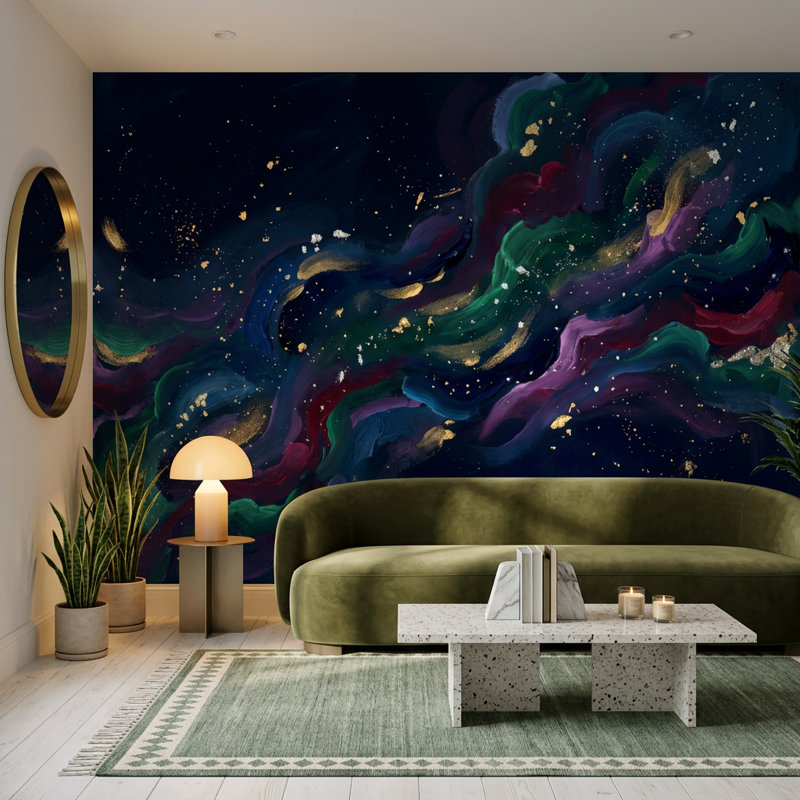 Papier peint abstrait galaxie nébuleuse, Texturé non collé, 140 po x 108 po
