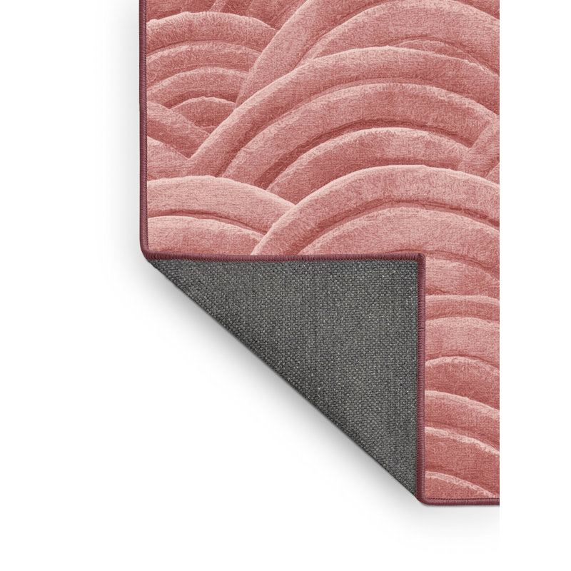 Soft Plush Fannin Valentines Modern & Contemporary Abstract Area Rug in Beige – Rose Binding, 5x7