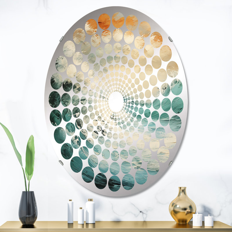 Miroir décoratif moderne à motif bord de mer bleu et doré Modern MIR109375 O, L 24 po x H 36 po
