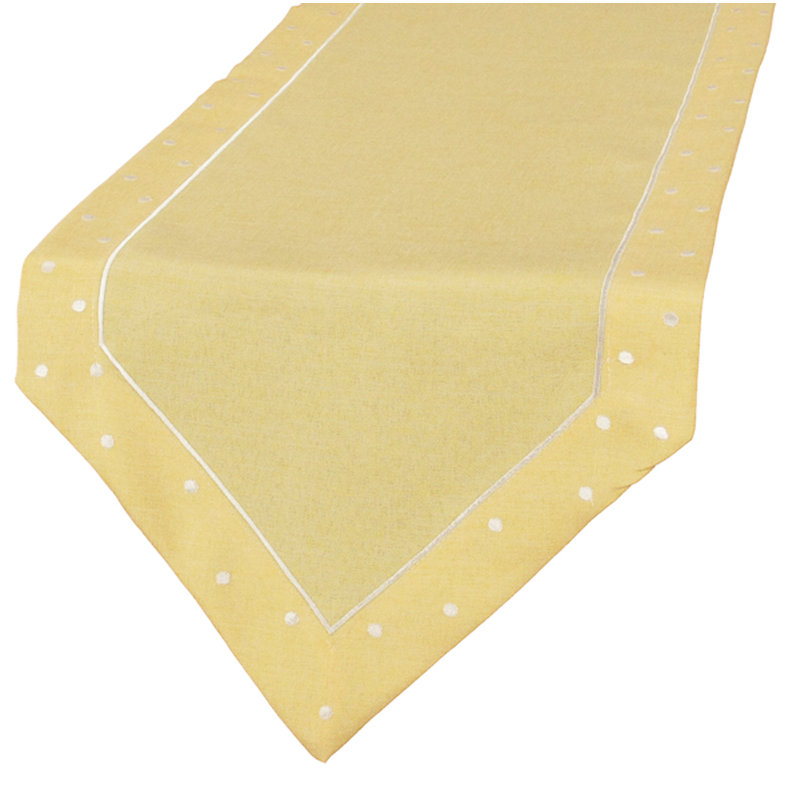 Breen Embroidered Easy Care Table Runner, Yellow