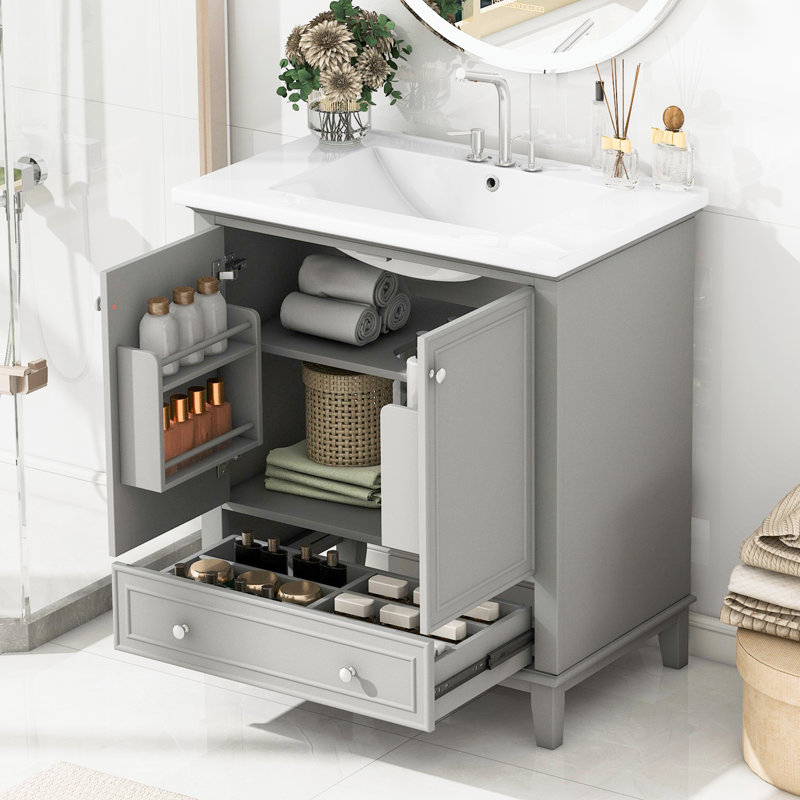 Meuble-lavabo 30 po avec lavabo, Gris