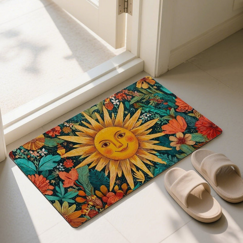 Multicolore tapis de porte tournesol Folk Art, pour salon et jardin, 24 po x 36 po