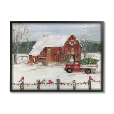 " Holiday Barn Winter Scene " by Sally Swatland Painting Print