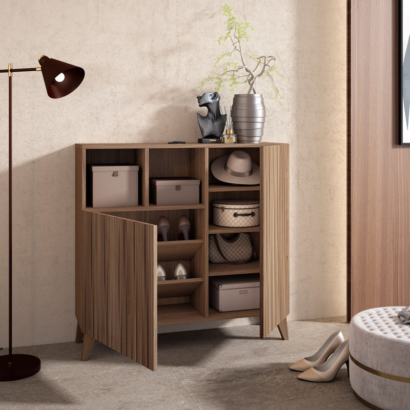 Moss 12 Pair Shoe Storage Cabinet, Wood