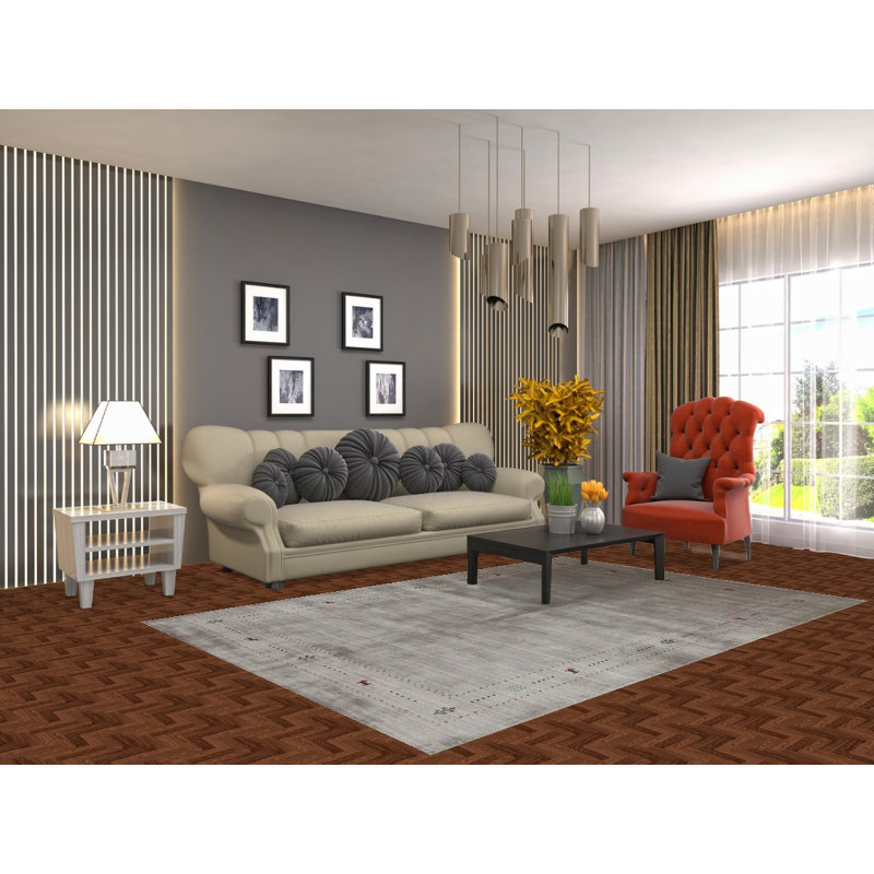 Tapis indien en laine fait à la main de style Gabbeh 5 x 8