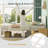 Kempst Full Size White Metal Bed Frame with Wooden Headboard & Footboard, Rustic Farmhouse Platform Bed with Heavy Duty Steel Slats Support, No Box Spring Needed-1392988959-1444040742