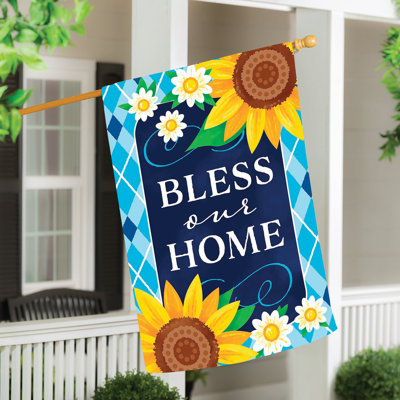 Bless Our Home Sunflowers Applique House Flag