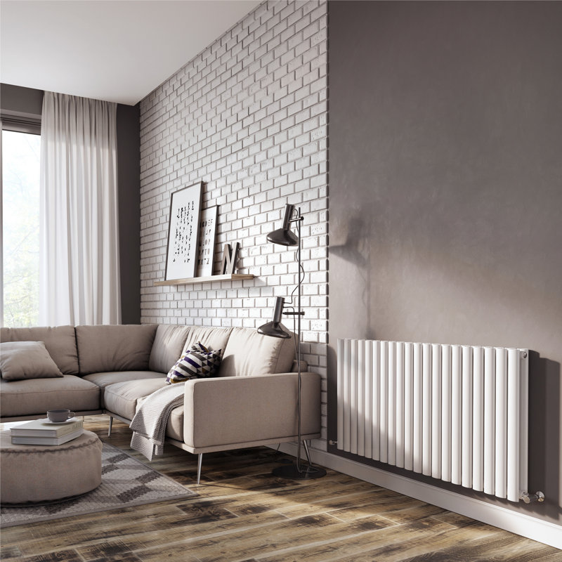  Horizontal Oval Panel Radiators, White, 600mm H x 1180mm W