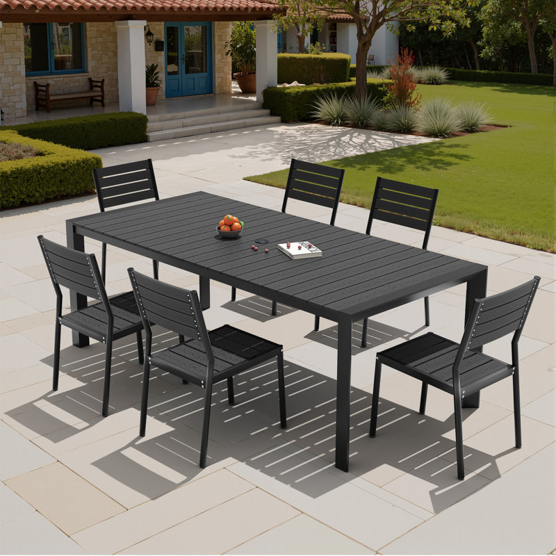 Chaise de salle à manger d'extérieur empilable sans accoudoirs avec structure en aluminium, Gris foncé