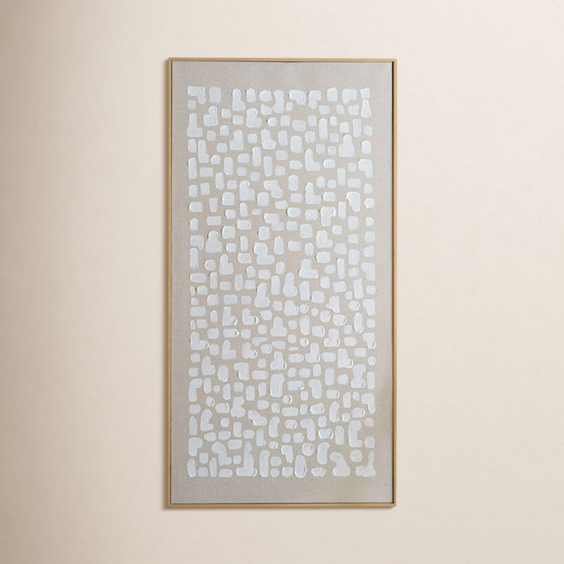  Art mural, peinture abstraite encadrée kaki et blanche