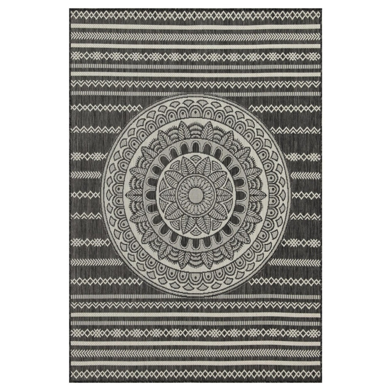 Sunshine GC_HAR2017 Anthracite 5 ft. 3 in. x 7 ft. 3 in. Indoor/Outdoor Area Rug, Rectangle 7'10" x 10'3"