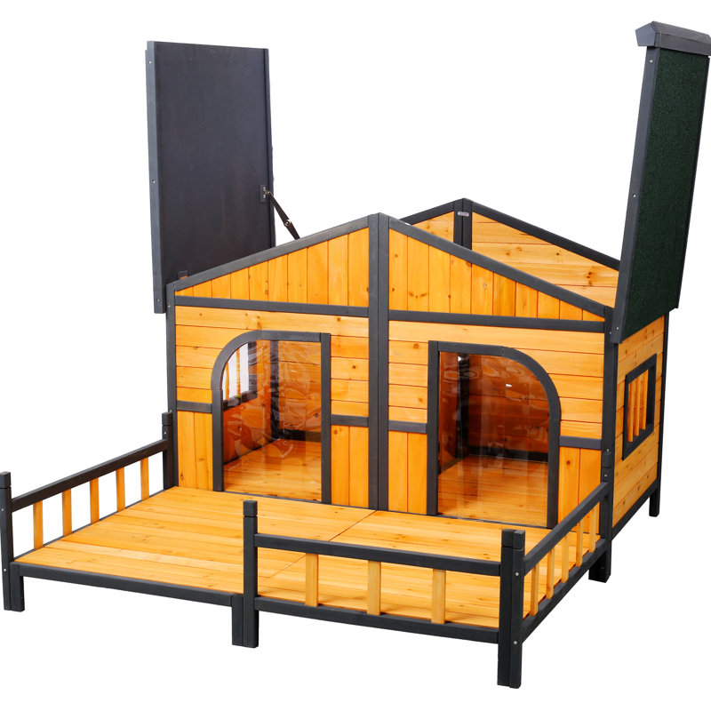 Niche pour chien en bois double TG