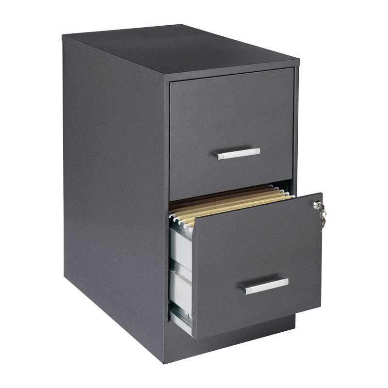 14.25'' Wide 2 -Drawer Steel File Cabinet, Charcoal
