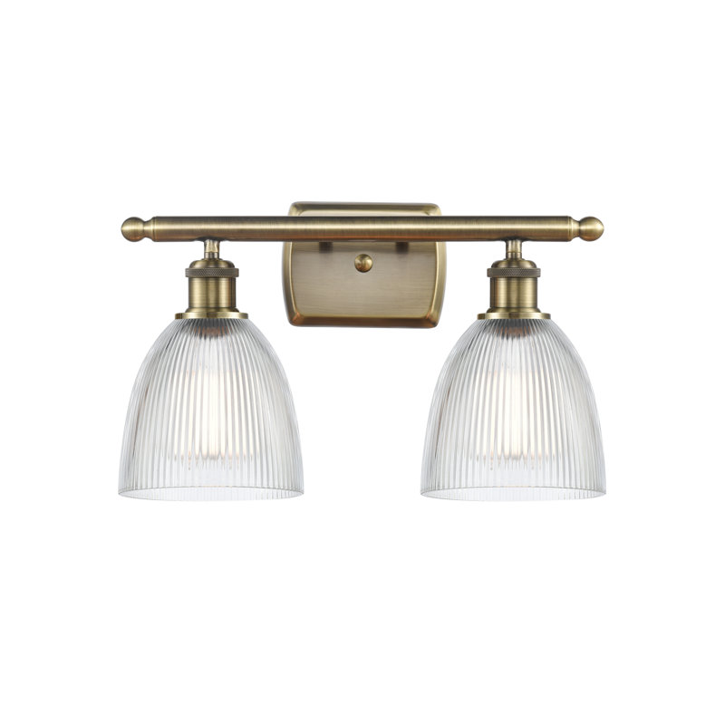 Éclairage pour meuble-lavabo en laiton antique à intensité variable Wike, DEL, Transparent, 2 lumières