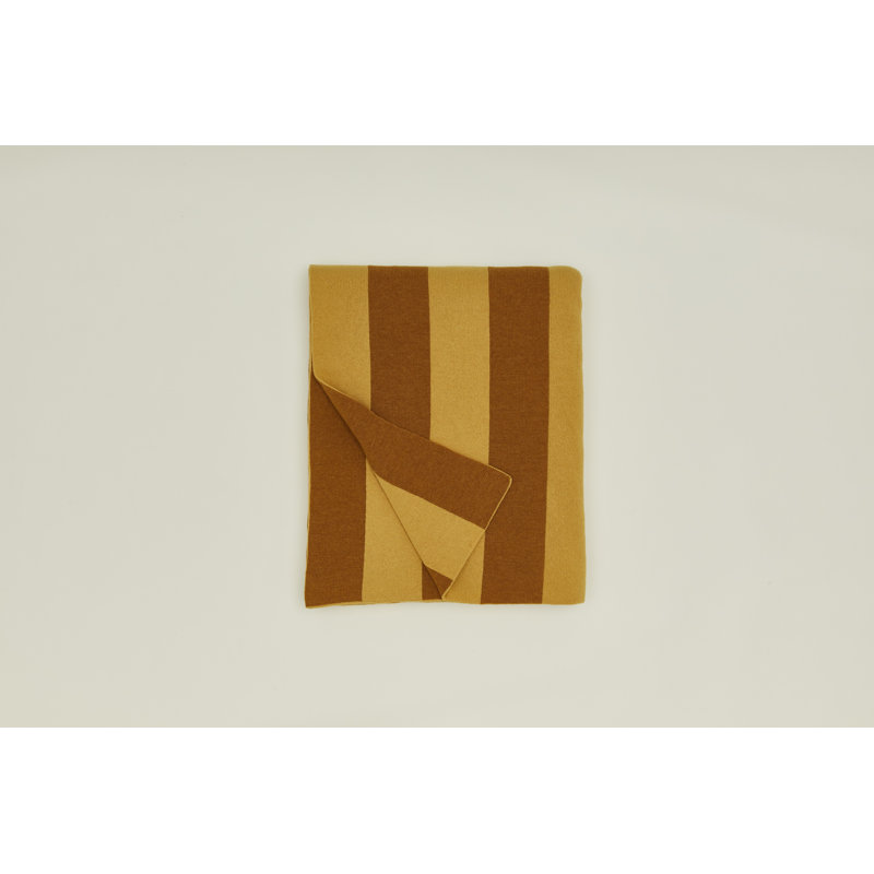Simple Striped Throw Blanket, Mustard/Bronze