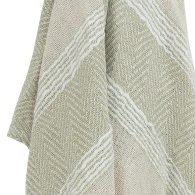 Jeté rayé en coton 50 po x 60 po avec franges