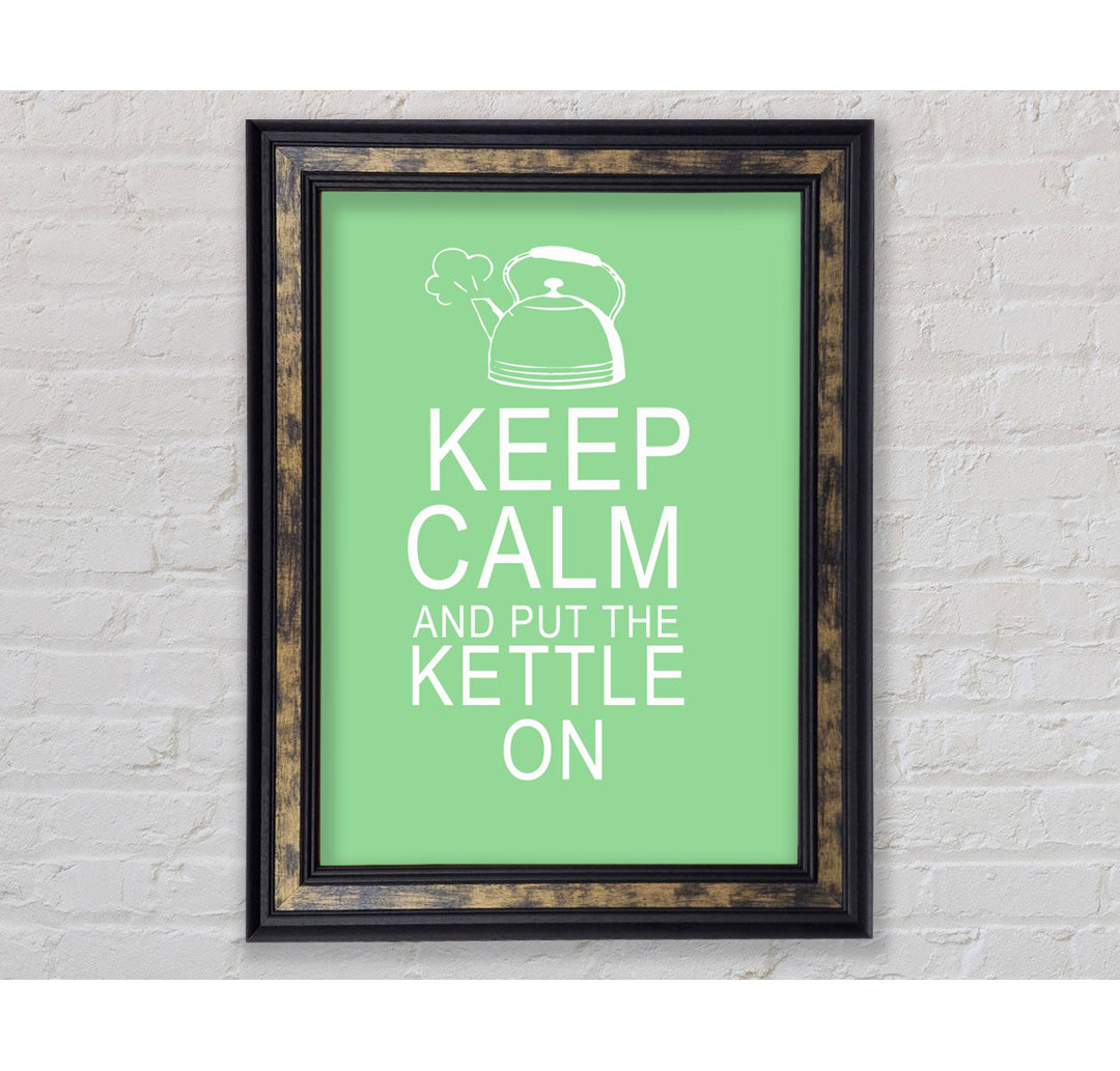 Zitat aus der Küche: "Keep Calm And Put The Kettle On Vivid Pink - Single Picture Frame Art Prints