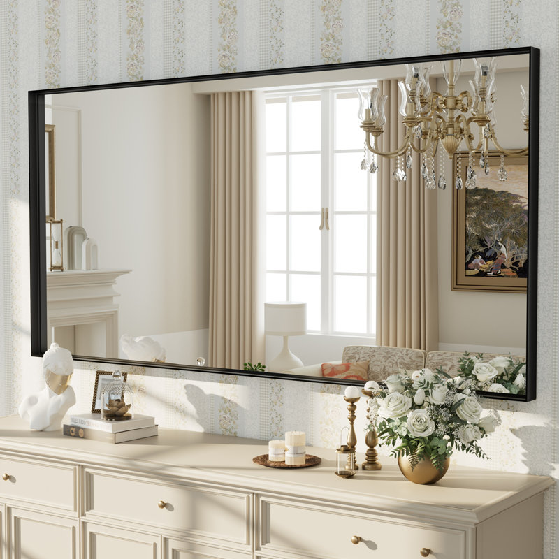 Miroir mural Aevar, 60 po x 30 po, Noir mat