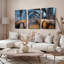 Ensemble de 3 tableaux sur toile tendue représentant une cave à vin voûtée en tonneaux-580668451