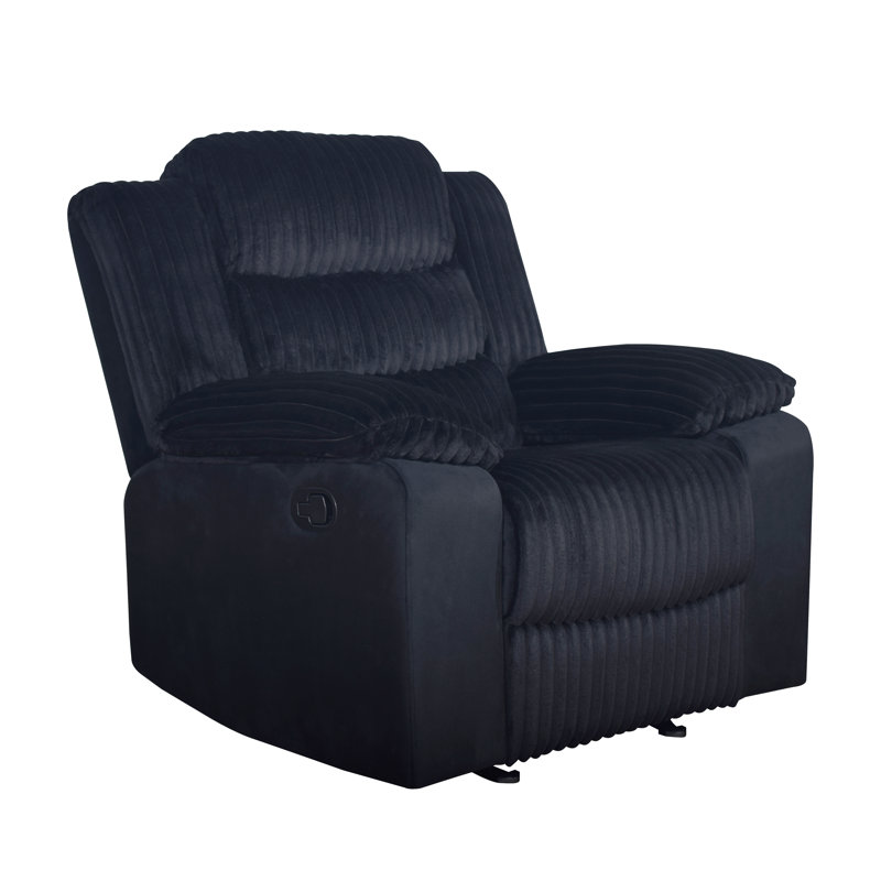 Jacobo Wood & Fabric Glider Recliner , Black