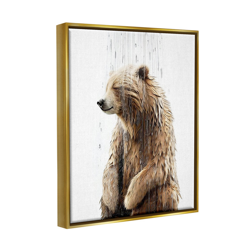 Bear Bear Splash, H 31 po x l 25 po x P 1,7 po, Cadre flottant métallique doré