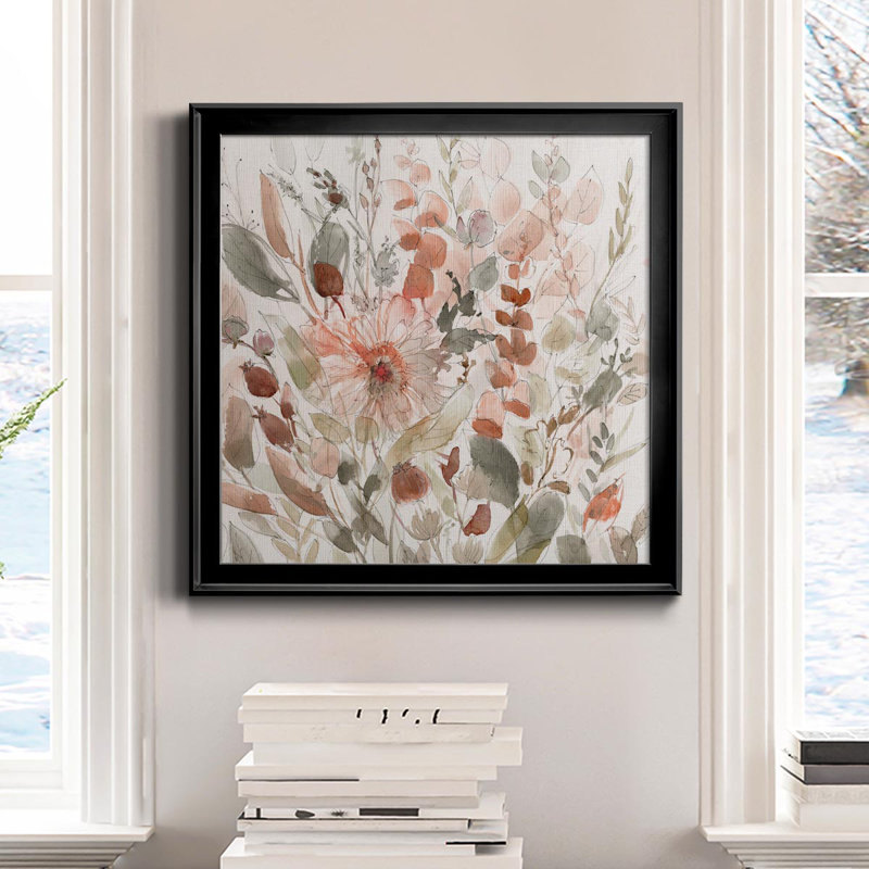 Wild Blush Garden - Peinture sur toile encadrée, H 30,5 po x l 30,5 po x P 1,5 po, Noir