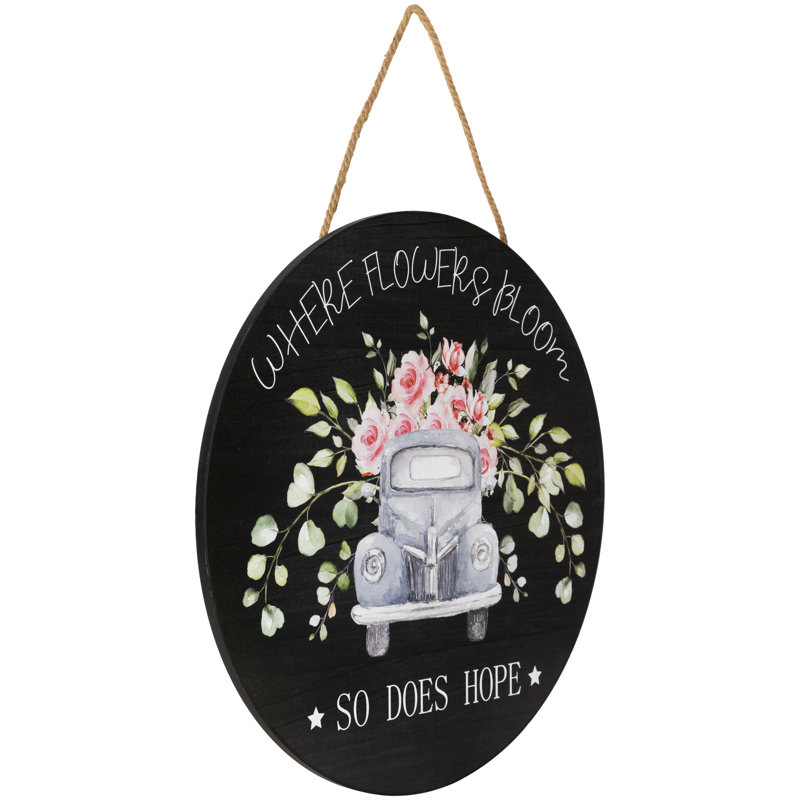 Enseigne murale en bois Where Flowers Bloom - 15,75 po