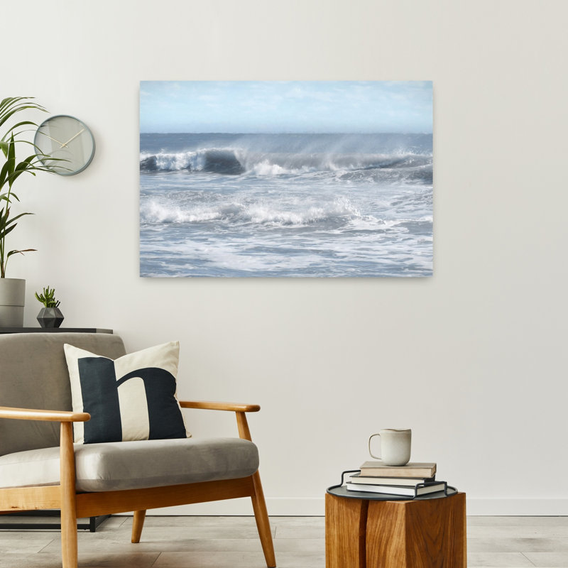 Vagues et embruns, paysage côtier abstrait, H 24 po x l 36 po