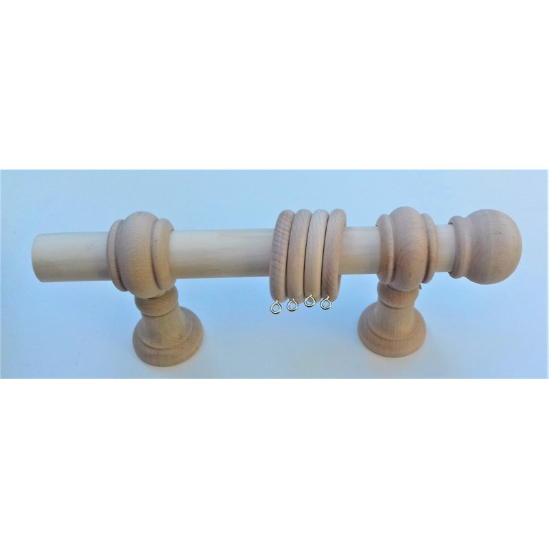 Lokey Wood 3.5cm Curtain Pole Set, 5.5cm H x 240cm W x 14cm D