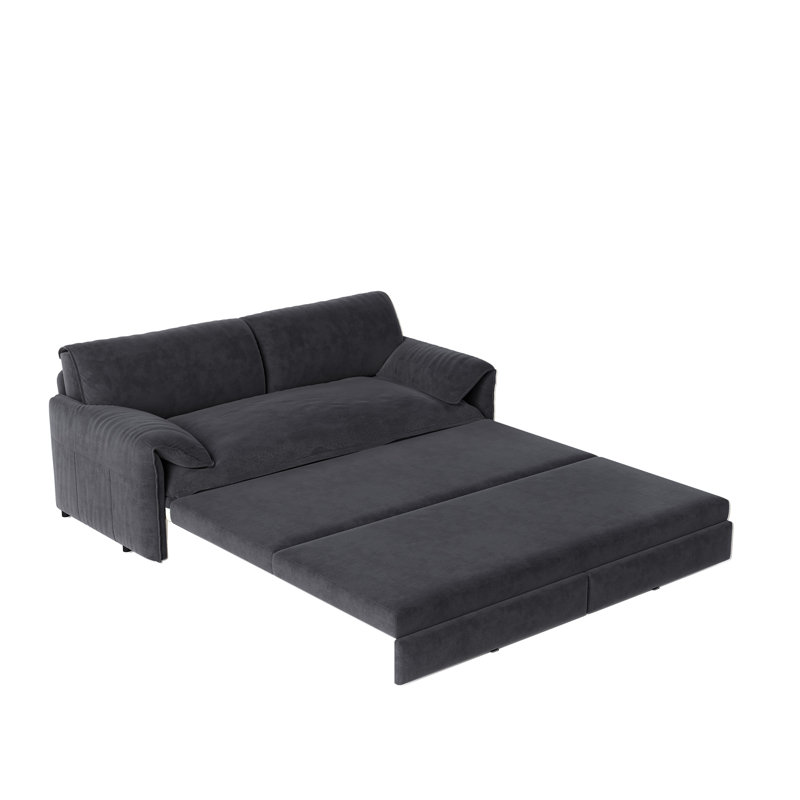 66" Queen Pull Out Sofa Bed, Gray