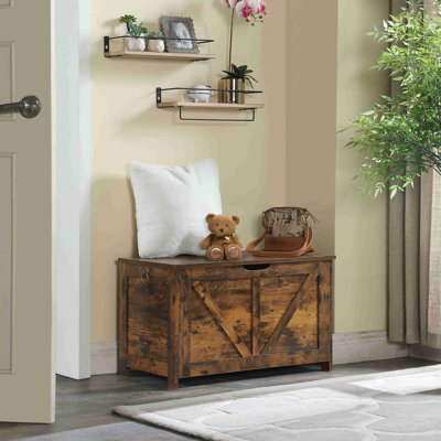 Coffre de rangement, banc de rangement, organisateur de coffre à jouets rétro, banc de rangement d'entrée avec 2 charnières, assemblage facile